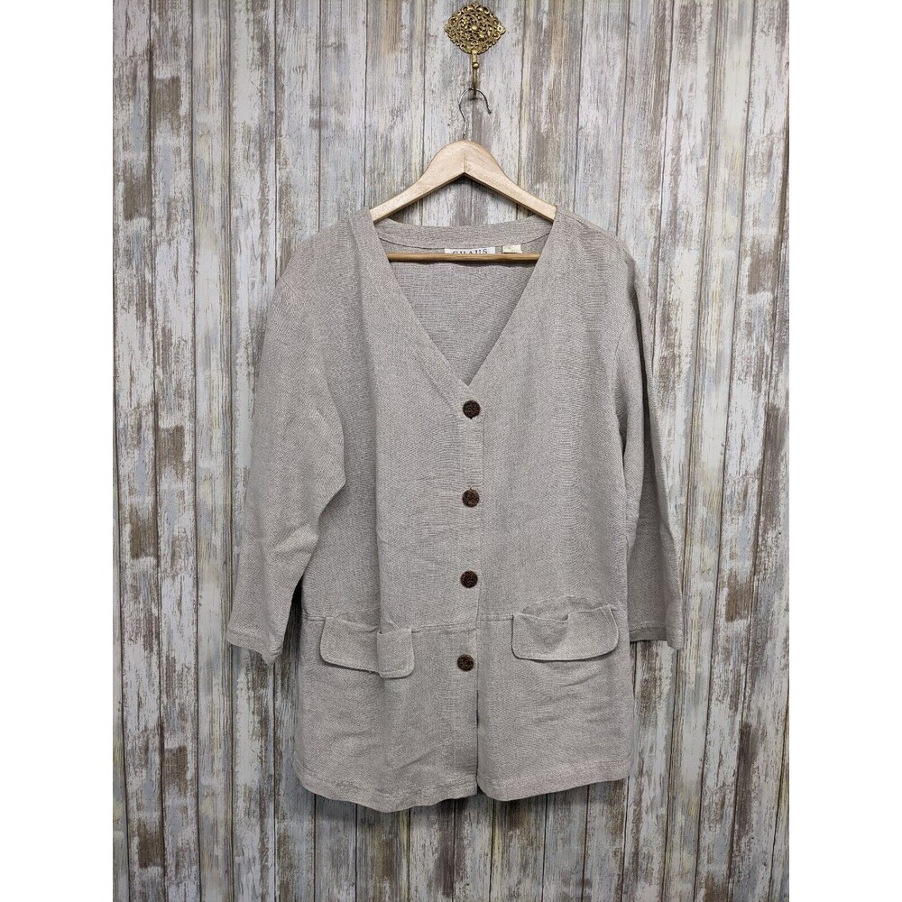 Vintage 90s Chaus Oversized Linen Blazer Women's Longline Cardigan Jacket Small